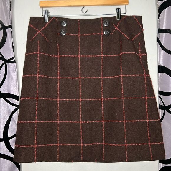 Cato Brown and salmon plaid skirt 16 - Picture 1 of 9